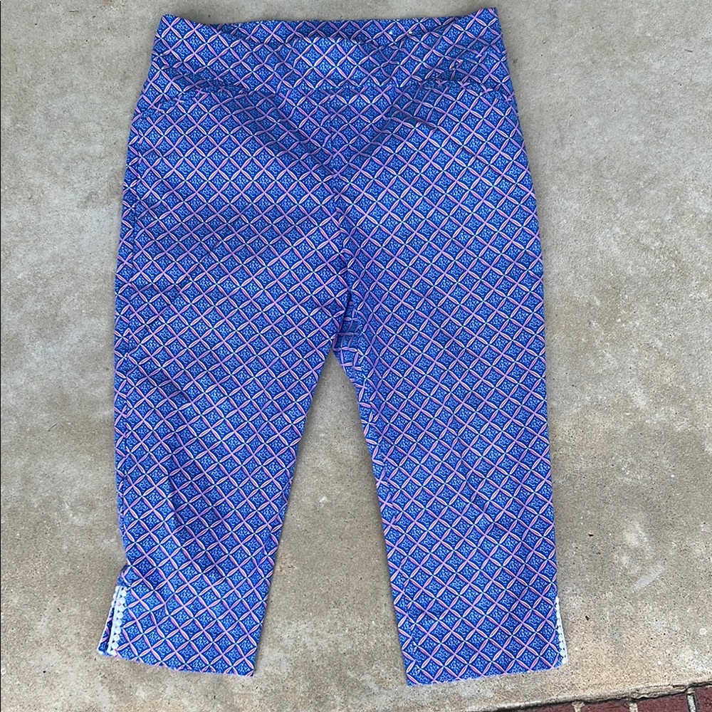 Chico's Blue and Pink Geometric Capris